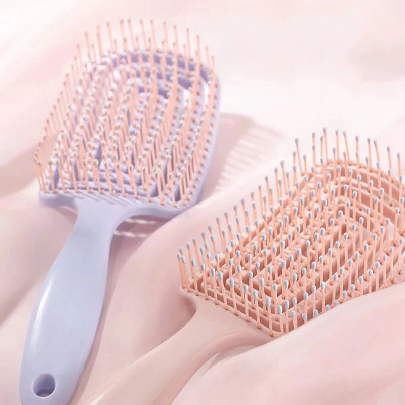 Elastic Massage Comb Hollow Out Hair Brush Scalp Massage Combs Hair Styling Detangler