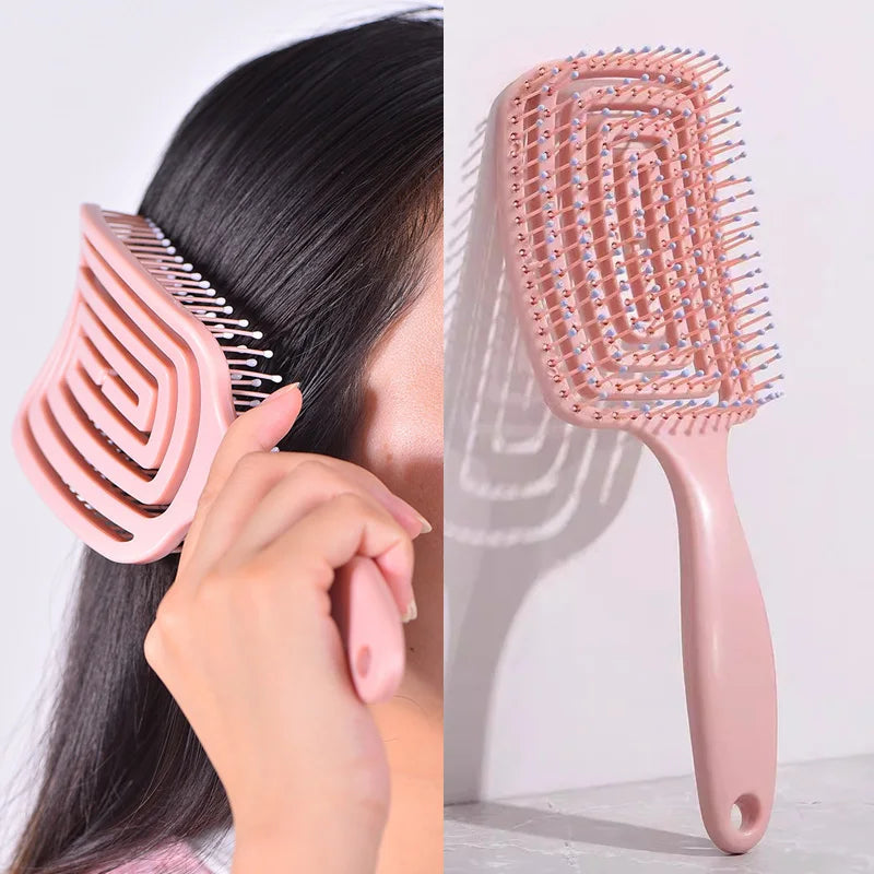 Elastic Massage Comb Hollow Out Hair Brush Scalp Massage Combs Hair Styling Detangler