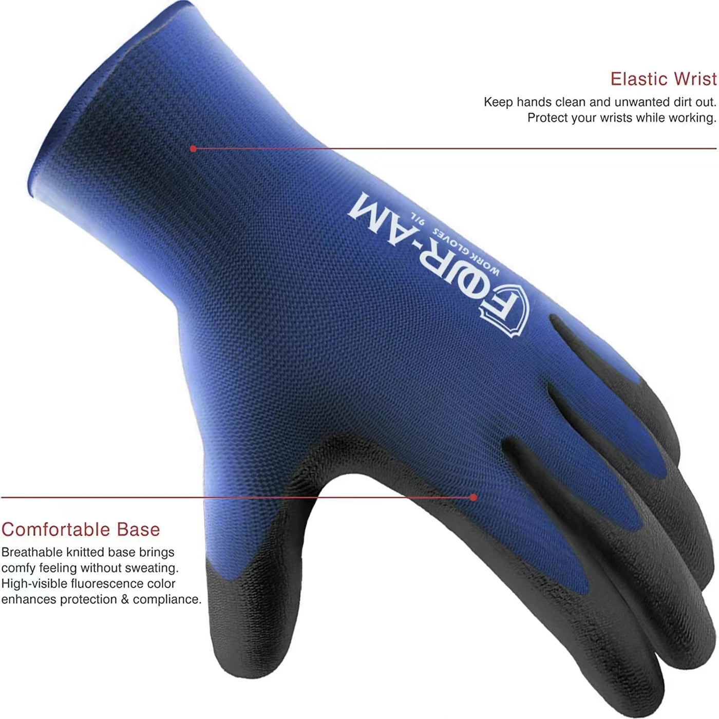 3pairs Ultra-Thin PU Coated Work Gloves,Excellent Grip.