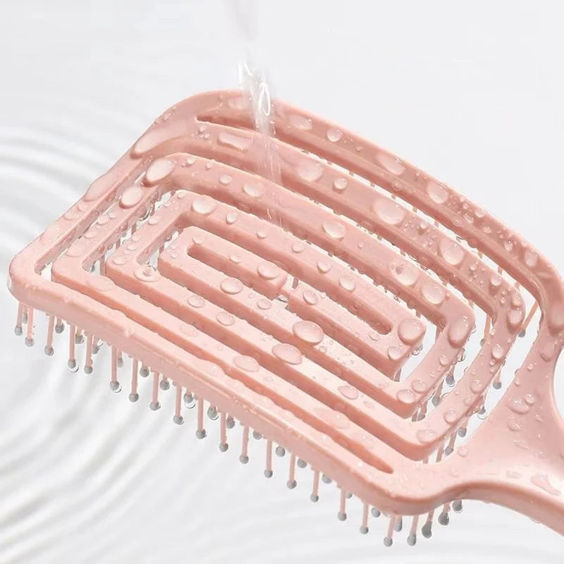 Elastic Massage Comb Hollow Out Hair Brush Scalp Massage Combs Hair Styling Detangler