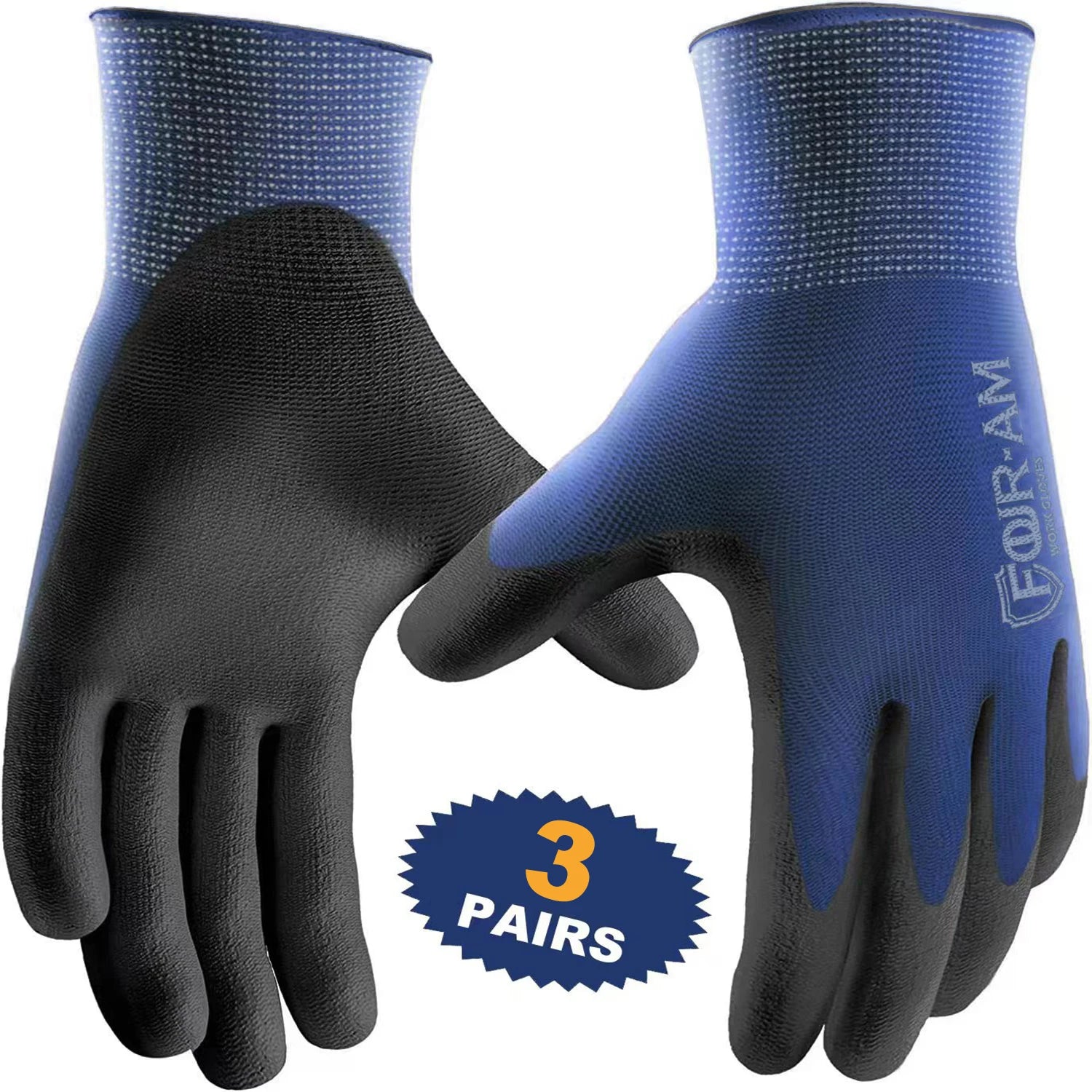 3pairs Ultra-Thin PU Coated Work Gloves,Excellent Grip.
